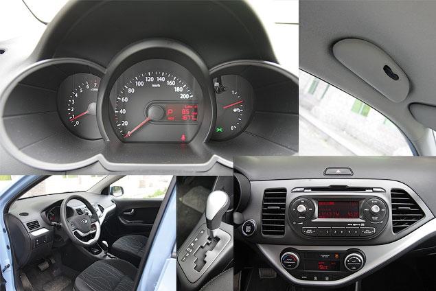 Три колодца предельно понятных приборов с крупными цифрами и хорошо читаемым шрифтом: спидометр, бортовой компьютер, тахометр, который есть только у дорогих версий и запас топлива. Указателя температуры двигателя нет.  
Посадка за рулем для рослых водителей не самая удобная. Подобрать удачные настройки сложно из-за отсутствия регулировки кресла по высоте и вылета баранки.  
Очечник, кстати, тоже привилегия топовых комплектаций Comfort и Luxe.