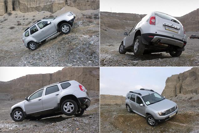 По показателям геометрической проходимости Renault Duster совсем немного уступает Chevrolet Niva: дорожный просвет у полноприводных версий составляет 210 миллиметров (у переднеприводной версии – 205 миллиметров), угол въезда - 30⁰, угол съезда - 36⁰, угол продольной проходимости - 23⁰. Длина переднего свеса равна 822 миллиметрам, заднего – 820 миллиметрам.