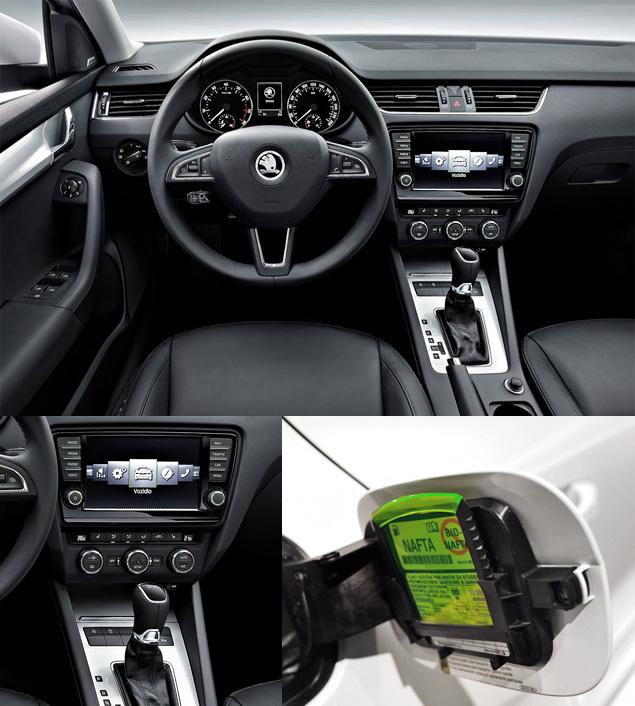 Интерьер - сама строгость. Зато в дорогих версиях покупатели "Октавии" смогут заказать большой 8-дюймовый дисплей с технологией "мультитач". Скребок -- как на Skoda Rapid. Удобная штука