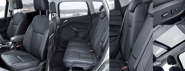 Передние кресла не имеют ярко выраженной боковой поддержки, так что даже "широким" водителям там будет удобно.

Спинка заднего дивана регулируется по углу наклона.

Передние кресла имеют электрические регулировки, но памяти положений тут нет.

Огромная панорамная крыша доступна за доплату только в самой дорогой комплектации Titanuim Plus.