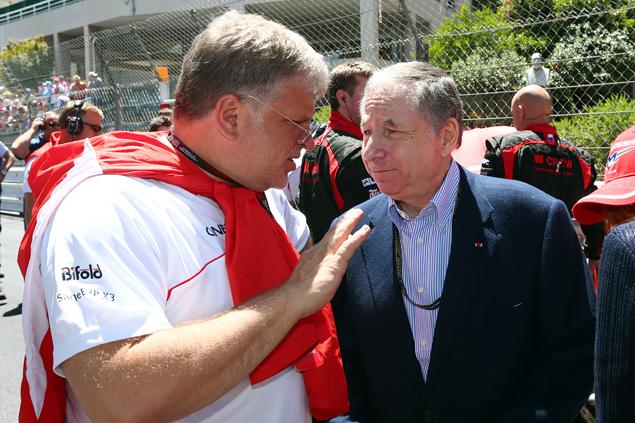 Владелец Marussia Андрей Чеглаков и президент FIA Жан Тодт