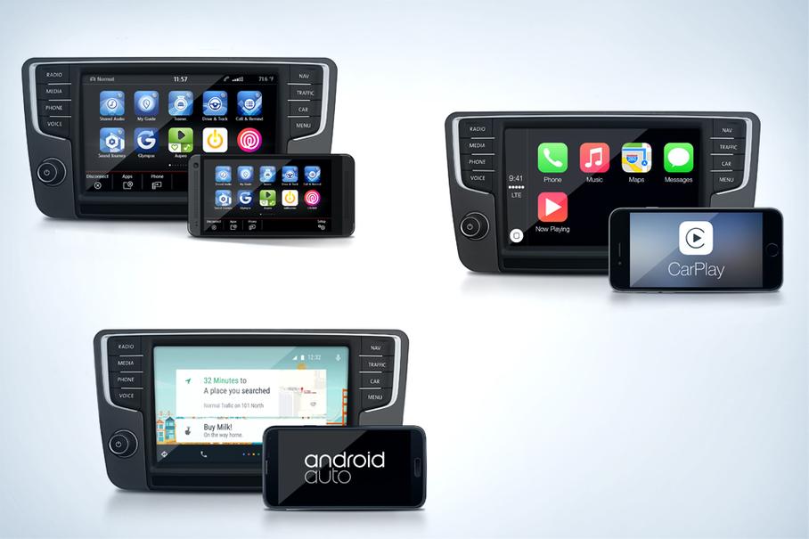 Обладатели Windows-фонов пока, увы, остаются за бортом, а интерфейс смартфона с Android и iOS можно запросто выводить на экран. Видны, правда, будут только приложения, адаптированные под автомобиль. 