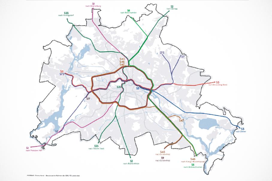 Берлин с кольцом Берлин-Рингбан в центре