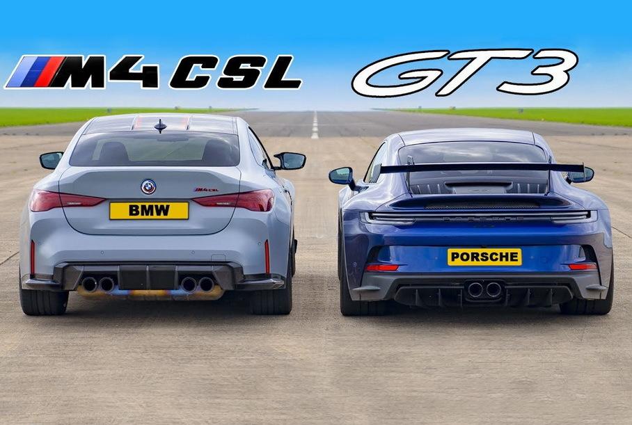Дрэг-гонка: новейшая BMW M4 CSL против Porsche 911 GT3 (992)
