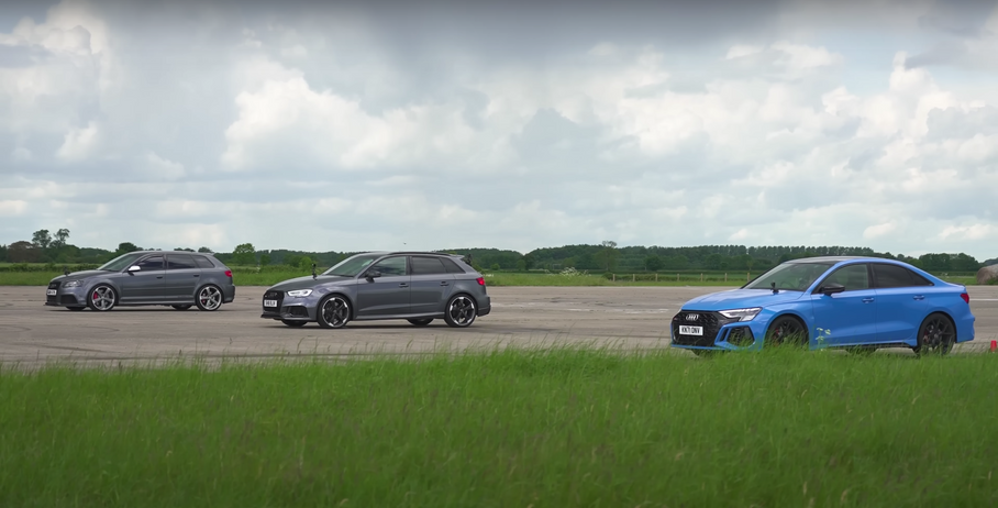 Все поколения Audi RS 3 свели в дрэг-рейсинге