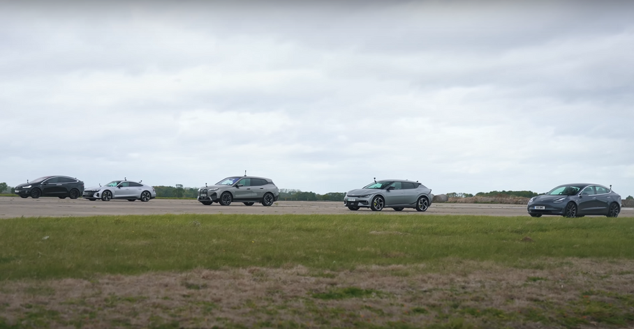 Посмотрите на дрэг-рейсинг с участием сразу пяти электромобилей