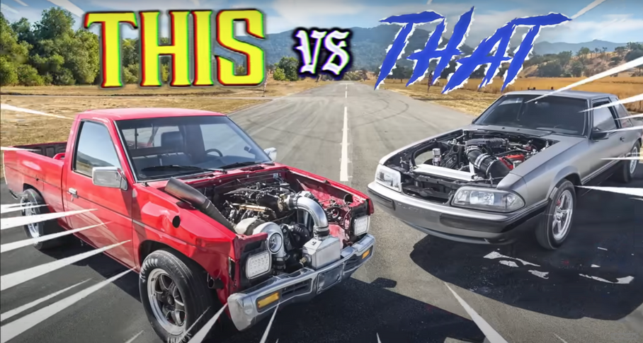 Дрэговые пикап Nissan и спорткар Ford сравнили в гонке по прямой