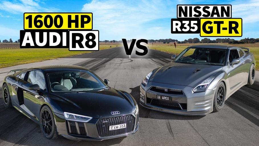 Видео: доработанные Audi R8 и Nissan GT-R свели в дрэг-рейсинге