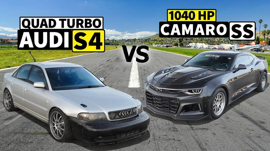 Видео: дуэль 900-сильной Audi S4 против 1040-сильного Chevrolet Camaro SS