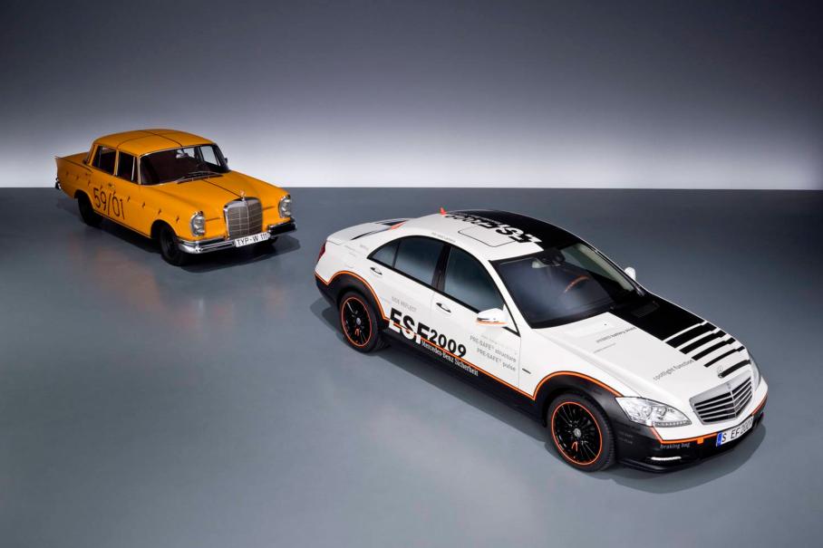 Желтый Mercedes W111 — пионер конструкции деформируемых зон кузова