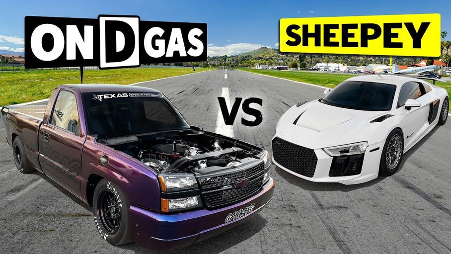 Видео: Chevrolet Silverado и Audi R8 устроили гонку по прямой