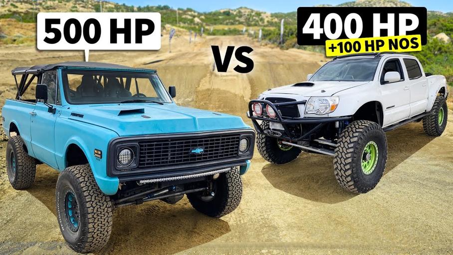 Видео: экстремальные вездеходы Chevrolet и Toyota сразились на бездорожье