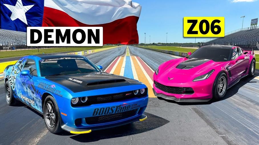 Видео: инфернальный Dodge Demon сразился в гонке с Chevrolet Corvette