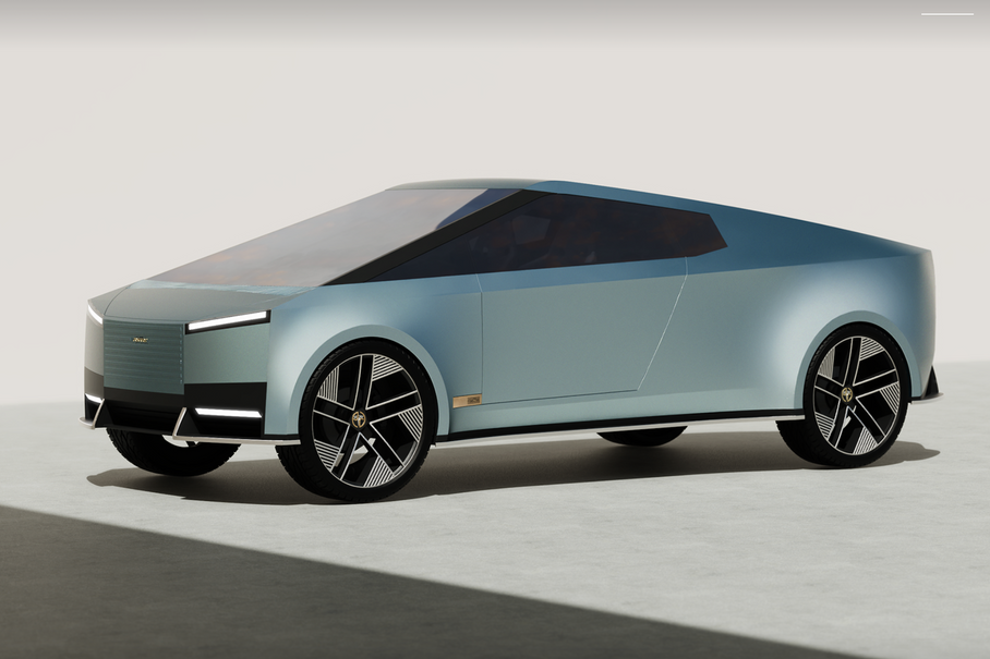 Посмотрите на сумасшедший гибрид Jaguar Type 00 и Tesla Cybertruck