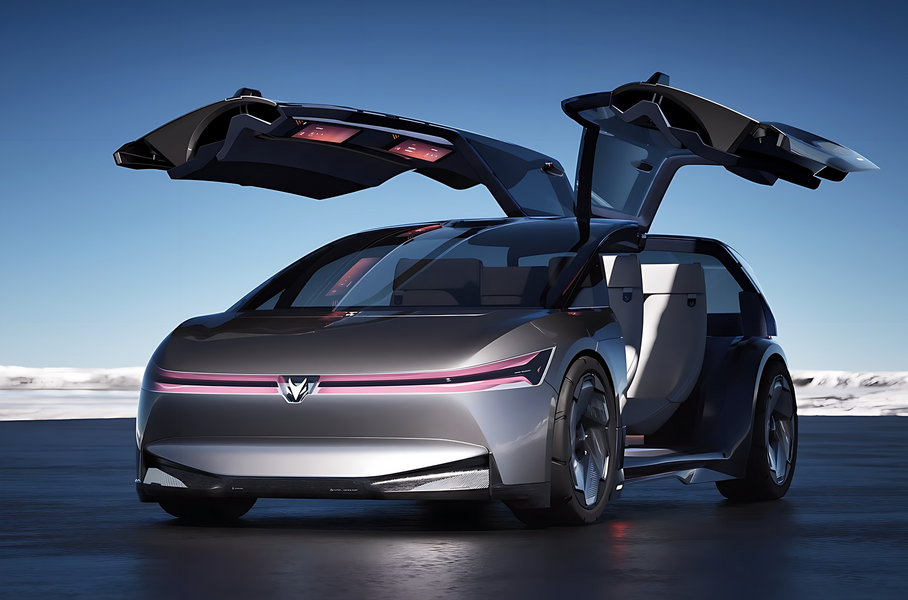 Посмотрите на 1600-сильный электрокар с «крыльями чайки» от китайского BAIC