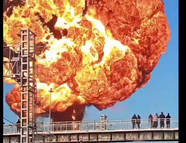 Чудовищный по силе взрыв бензина попал на видео под Тамбовом