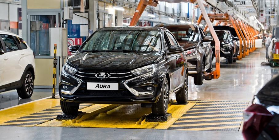 Lada Aura на сборочном конвейере